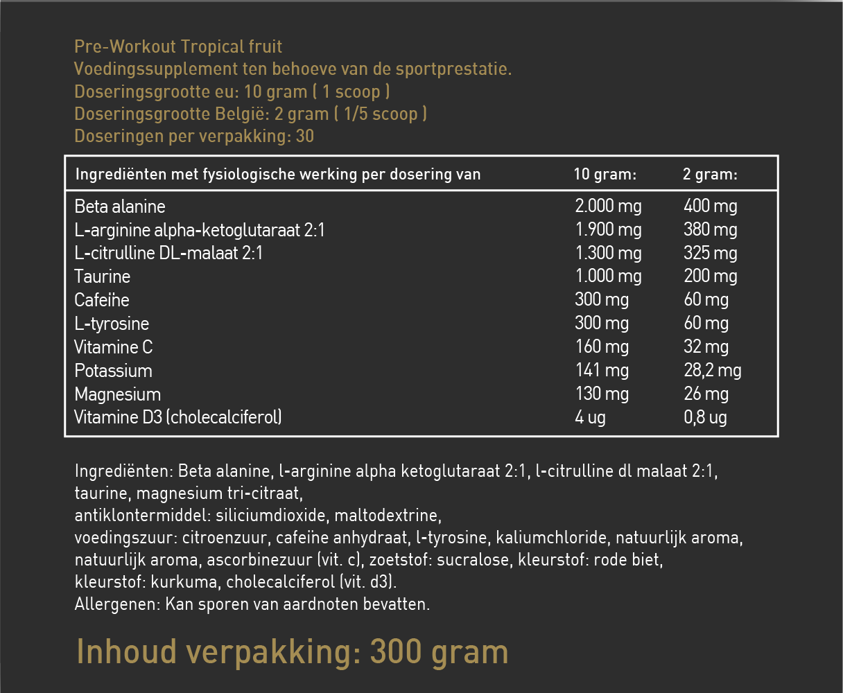Pre workout Tropical 300 grams